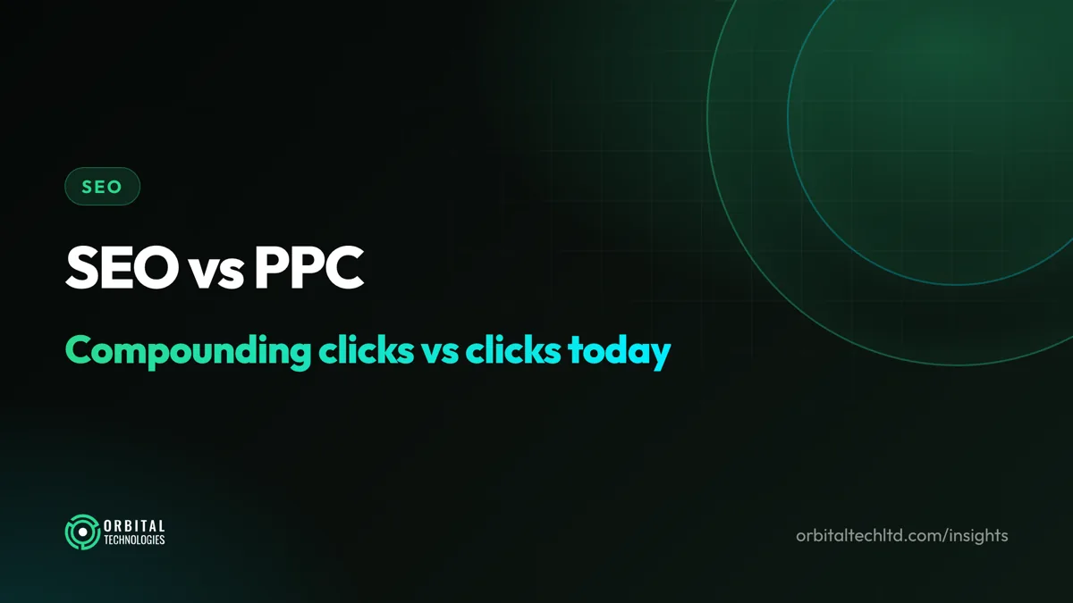 SEO vs PPC: SEO builds free clicks that compound over months, PPC buys clicks today that stop when you stop paying.