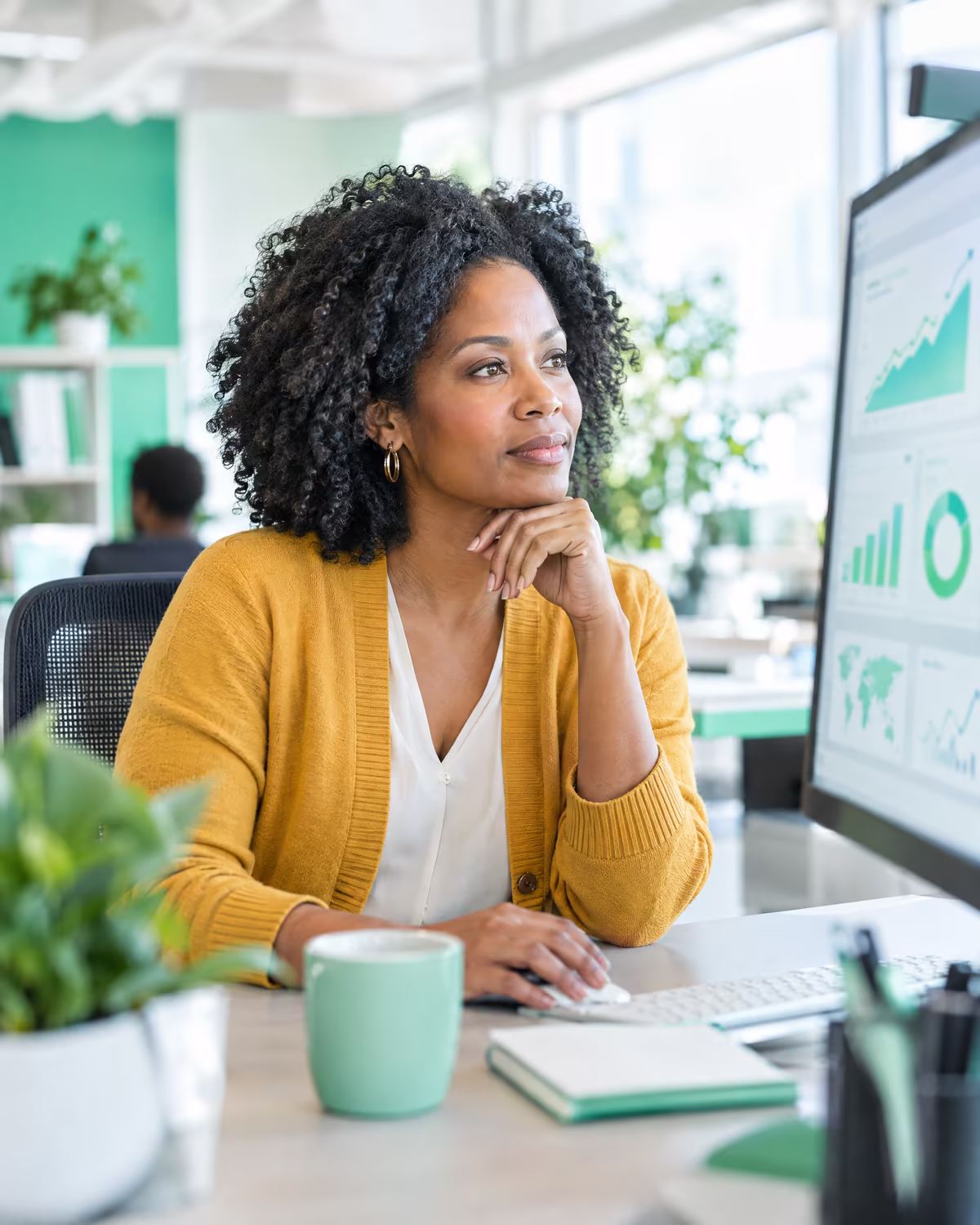 A marketing analyst reviewing performance dashboards